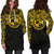 Tonga Women Hoodie Dress - Tonga Coat Of Arms Polynesian Gold Black - Polynesian Pride