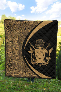 Cook Islands Coat Of Arms Polynesian Premium Quilt - Circle Style - 02 - Polynesian Pride