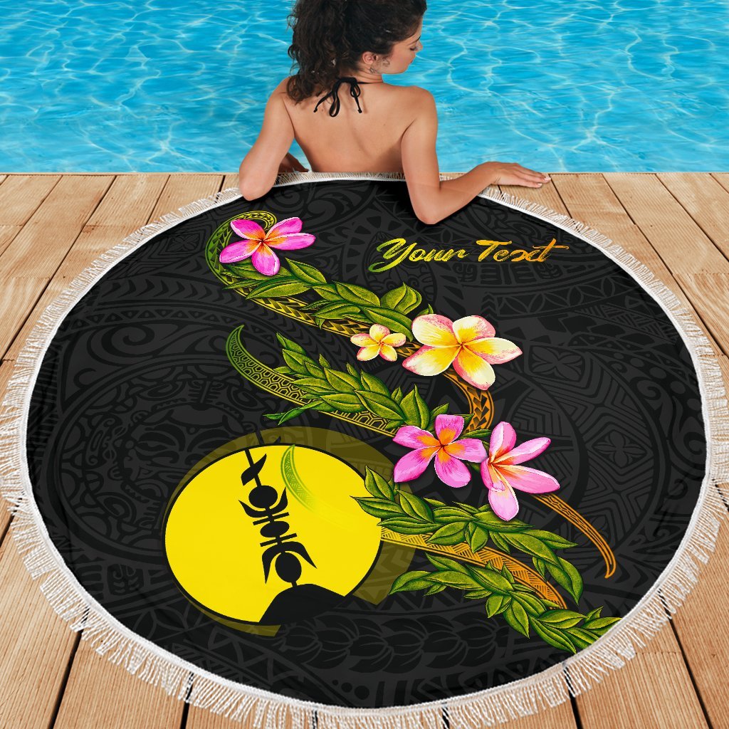 New Caledonia Custom Personalised Beach Blanket - Plumeria Tribal - Polynesian Pride