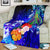 Custom Personalised Samoa Premium Blanket - Humpback Whale with Tropical Flowers (Blue) - Polynesian Pride