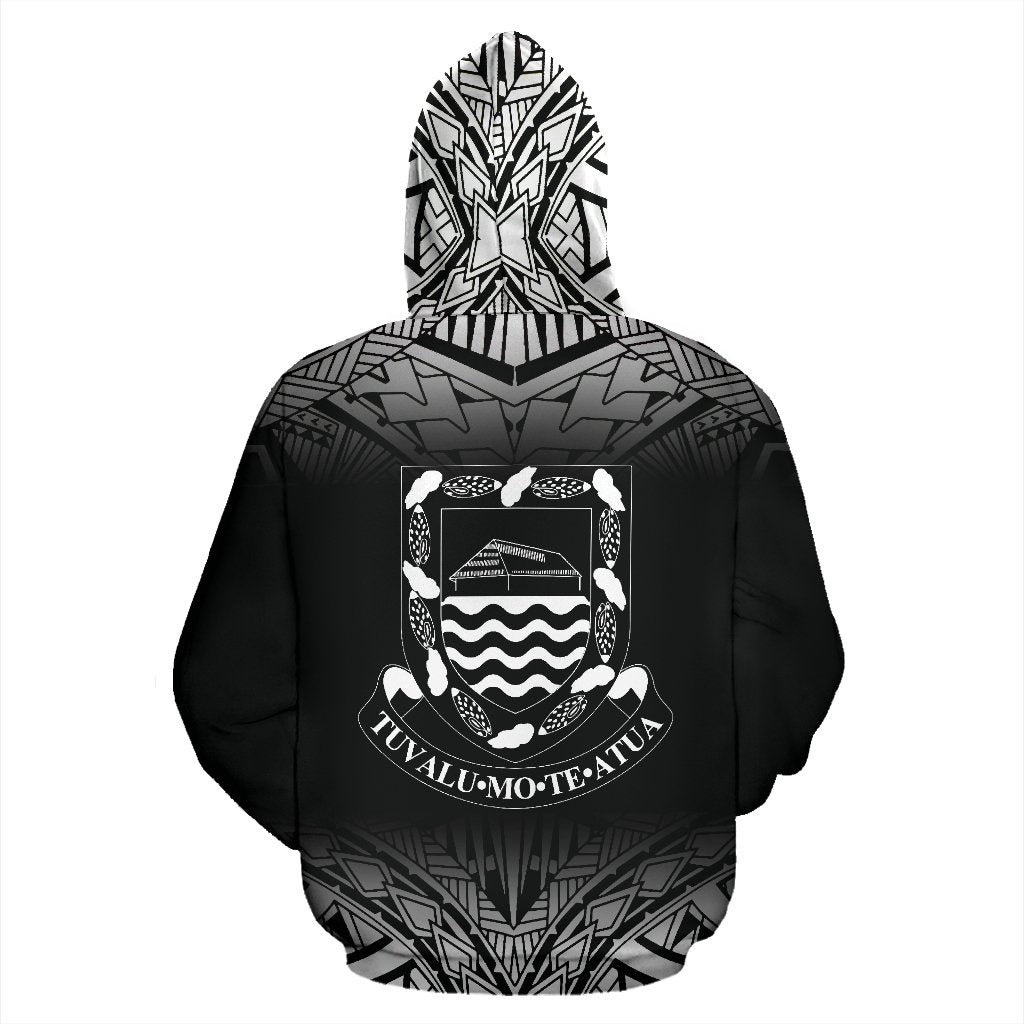 Tuvalu All Over Custom Zip up Hoodie Black Fog Style - Polynesian Pride