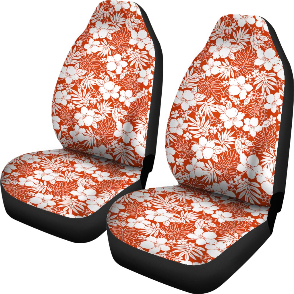 Hawaiian Hibiscus Flower Pattern Car Seat Cover Universal Fit Red - Polynesian Pride