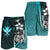 Polynesian Hawaii Men Shorts Turquoise - Turtle with Hook - Polynesian Pride