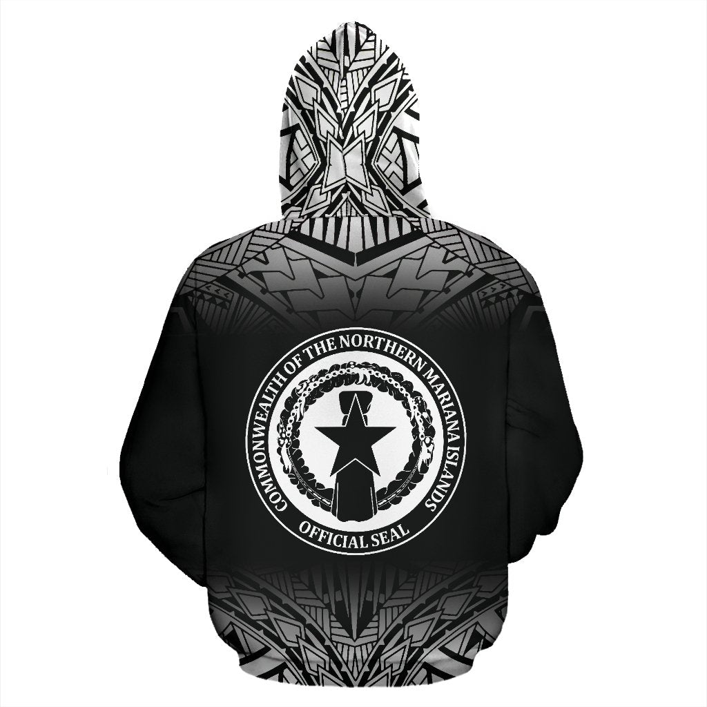 Northern Mariana Islands All Over Zip up Hoodie Fog Black Style - Polynesian Pride