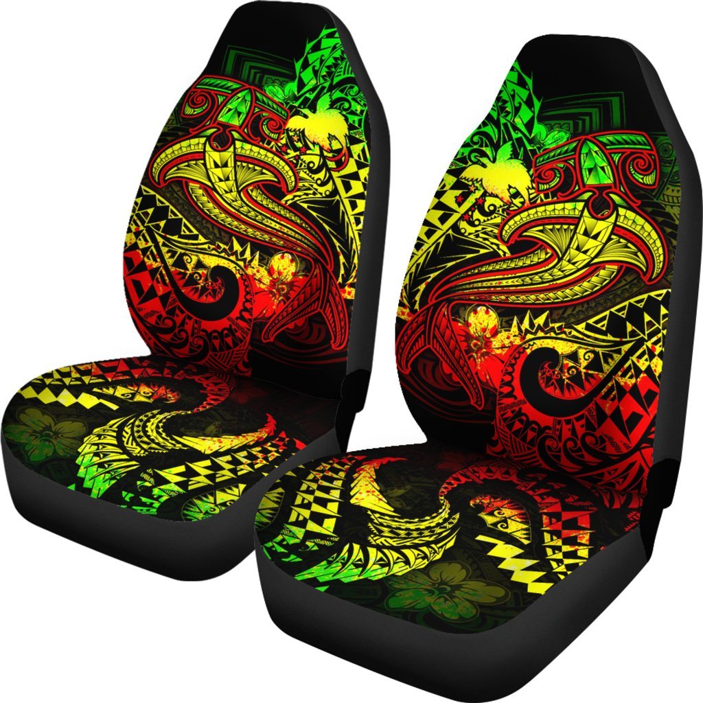 Papua New Guinea Car Seat Covers - Reggae Shark Polynesian Tattoo - Polynesian Pride