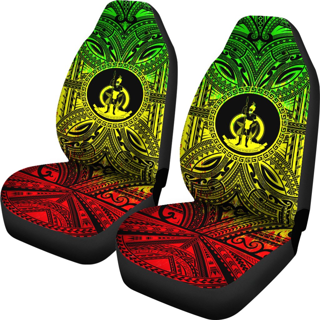 Vanuatu Car Seat Cover - Vanuatu Coat Of Arms Polynesian Reggae Style - Polynesian Pride