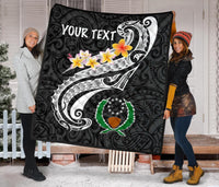 Pohnpei Custom Personalised Premium Quilt - Pohnpei Seal Polynesian Patterns Plumeria (Black) - Polynesian Pride