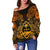 Guam Polynesian Off Shoulder Sweater - Gold Turtle Homeland - Polynesian Pride