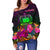 Samoa Personalised Women's Off Shoulder Sweater - Summer Hibiscus - Polynesian Pride