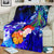 Kosrae Premium Blanket - Humpback Whale with Tropical Flowers (Blue) - Polynesian Pride