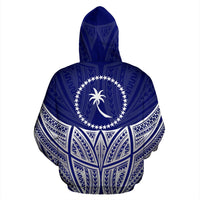 Chuuk Polynesian Custom Hoodie Blue Pride Map nd Seal - Polynesian Pride