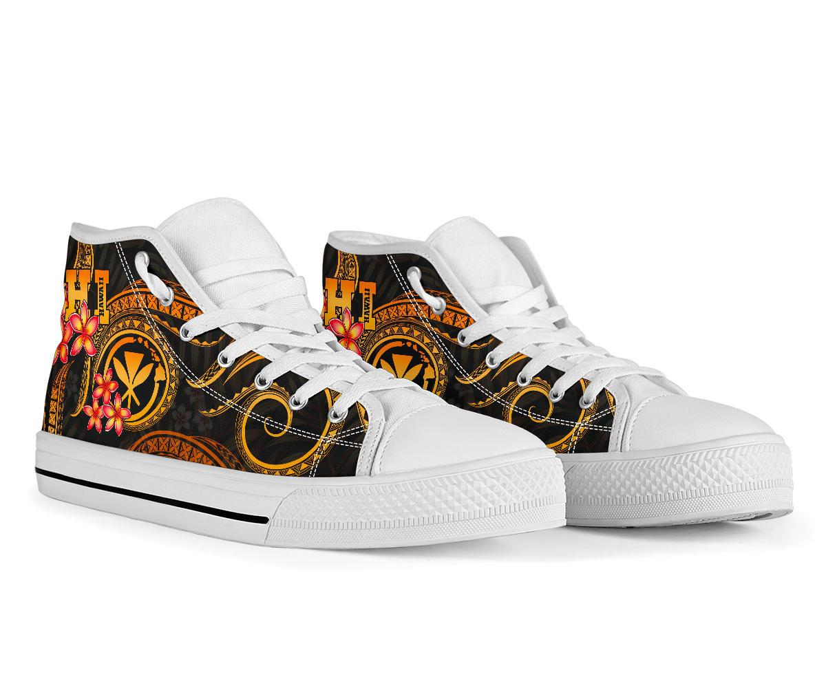 Polynesian Hawaii High Top Shoes - Gold Plumeria - Polynesian Pride