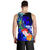 Tonga Men's Tank Top - Humpback Whale with Tropical Flowers (Blue) - Polynesian Pride