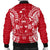 Fiji Polynesian Men's Bomber Jacket Map Red White - Polynesian Pride