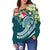 The Philippines Women's Off Shoulder Sweater - Summer Plumeria (Turquoise) - Polynesian Pride