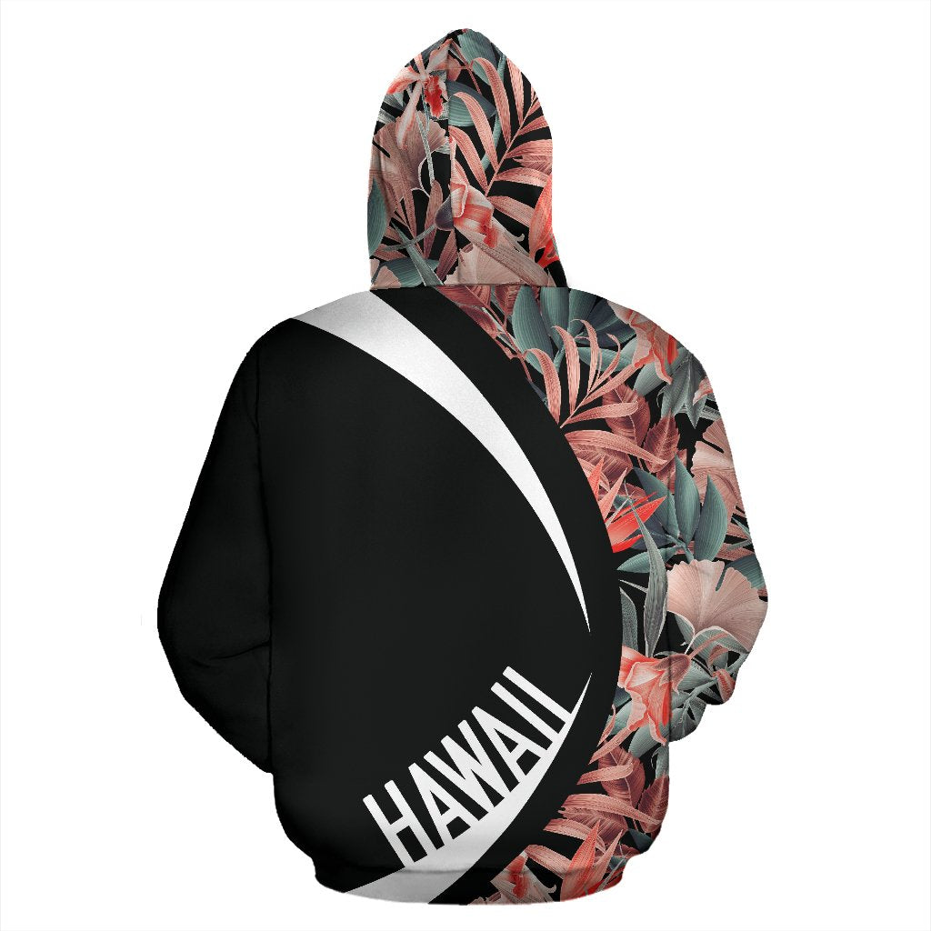 Kanaka Seamless Tropical Flower Plant Leaf Pattern Background Retro Botanical Zipper Hoodie Circle Style - Polynesian Pride