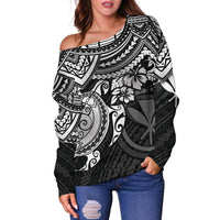 Polynesian Hawaii Women's Off Shoulder Sweater - White Turtle - Polynesian Pride