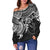 Polynesian Hawaii Women's Off Shoulder Sweater - White Turtle - Polynesian Pride