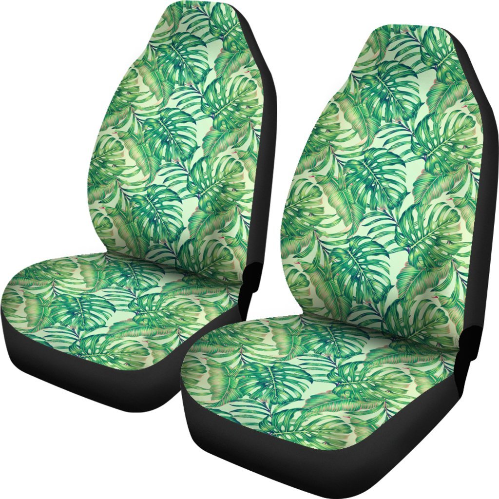 Hawaii Tropical Leaves Jungle Monstera Leaf Car Seat Cover Universal Fit Green - Polynesian Pride