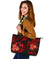 Tonga Polynesian Large Leather Tote Bag - Red Plumeria - Polynesian Pride