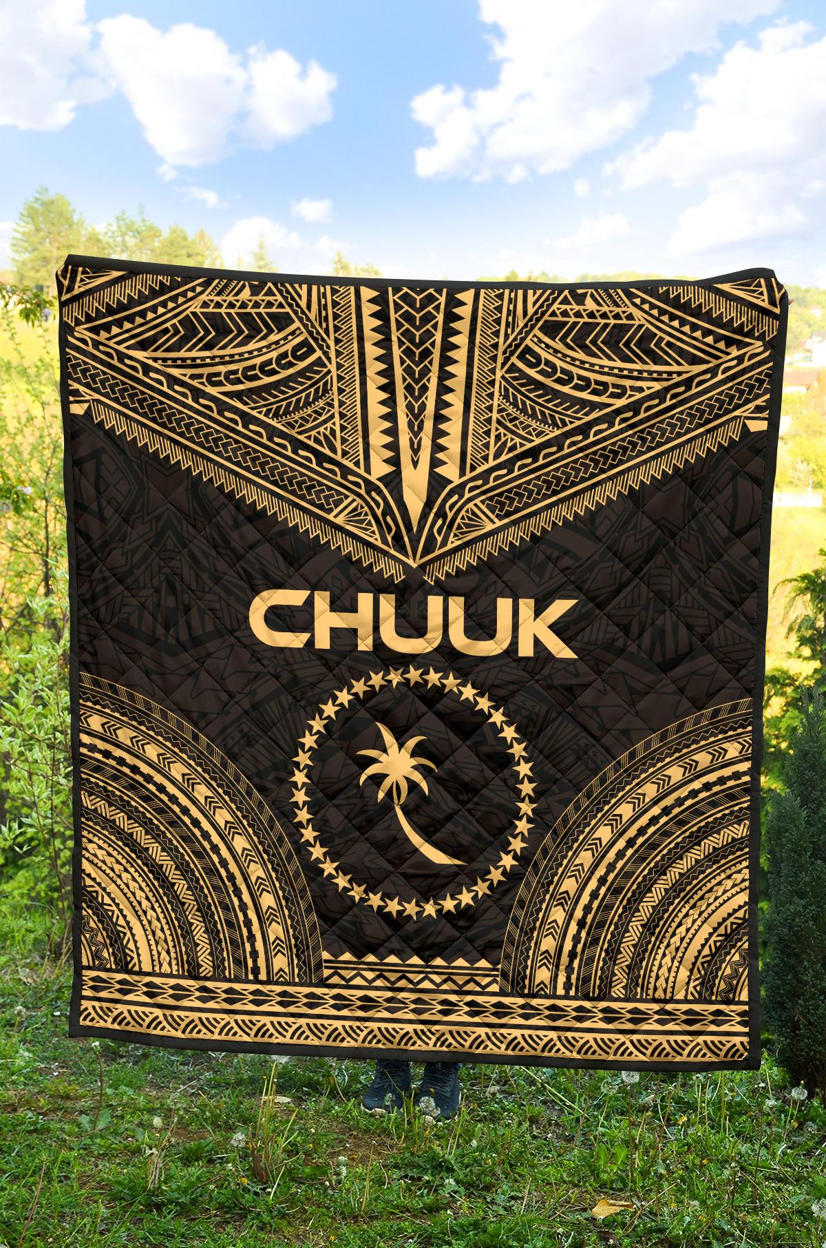 Chuuk Premium Quilt - Chuuk Flag Polynesian Chief Gold Version - Polynesian Pride