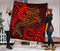 Tahiti Premium Quilt - Red Shark Polynesian Tattoo - Polynesian Pride