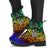 New Caledonia Leather Boots - Rainbow Polynesian Pattern - Polynesian Pride