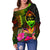 Guam Polynesian Women's Off Shoulder Sweater - Hibiscus and Banana Leaves - Polynesian Pride