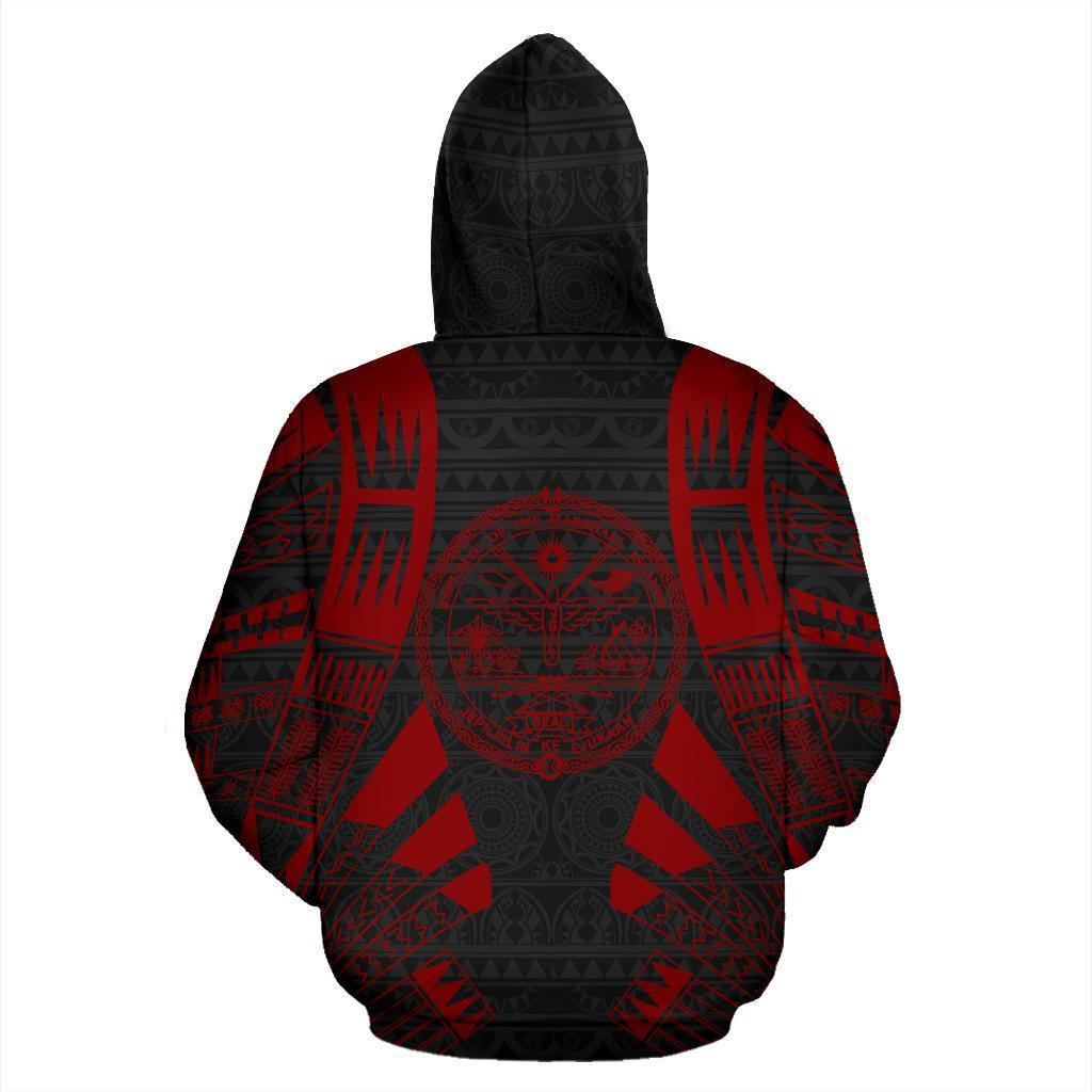 Marshall Islands All Over Zip up Hoodie Red Tattoo Style - Polynesian Pride