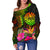 Tahiti Polynesian Women's Off Shoulder Sweater - Hibiscus and Banana Leaves - Polynesian Pride