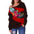 Guam Women's Off Shoulder Sweater - Polynesian Hook And Hibiscus (Red) Red - Polynesian Pride