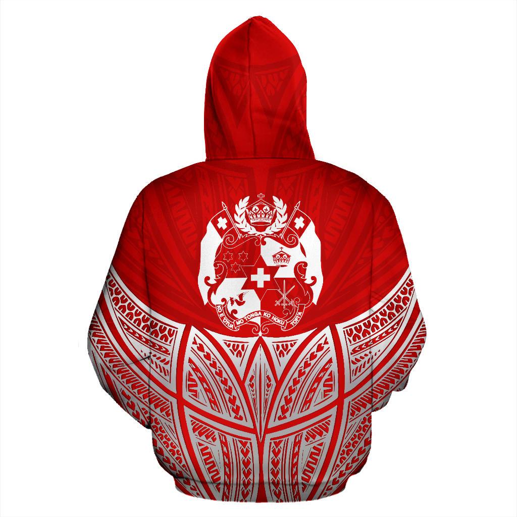 Tonga Polynesian Hoodie Red Pride Map nd Seal - Polynesian Pride