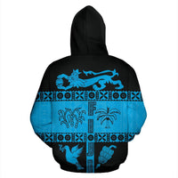 Fiji Tapa Zip Hoodie Coat of Arms Shield Style - Polynesian Pride