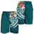 Wallis and Futuna Polynesian Men's Shorts - Summer Plumeria (Turquoise) - Polynesian Pride