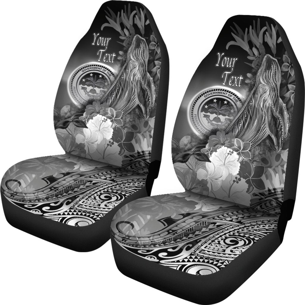 Federated States of Micronesia Custom Personalised Car Seat - Humpback Whale with Tropical Flowers (White) - Polynesian Pride