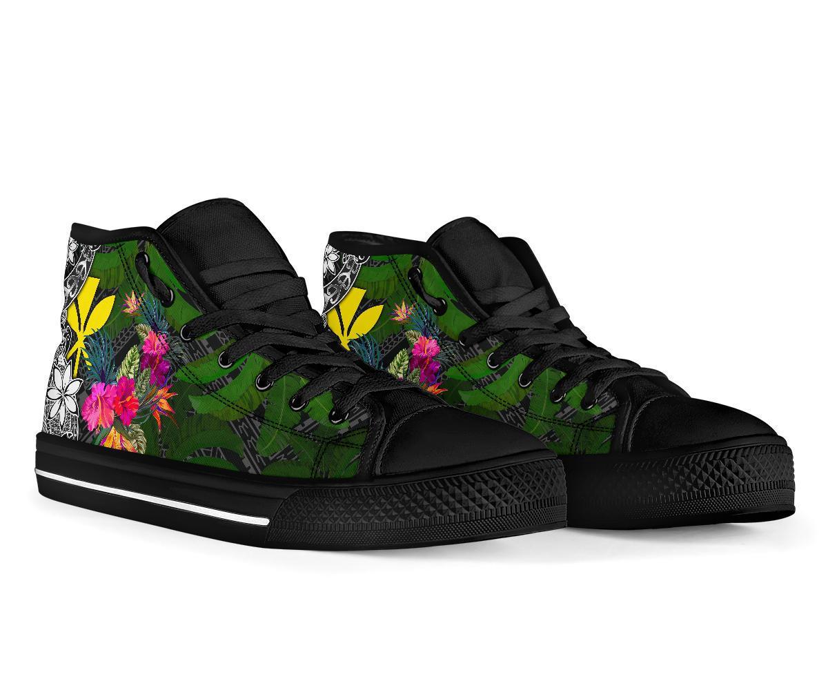Hawaii High Top Shoes - Turtle Plumeria Banana Leaf - Polynesian Pride