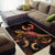 Pohnpei Polynesian Area Rugs - Turtle With Blooming Hibiscus Gold - Polynesian Pride