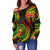 American Samoa Polynesian Off Shoulder Sweater - Reggae Plumeria - Polynesian Pride