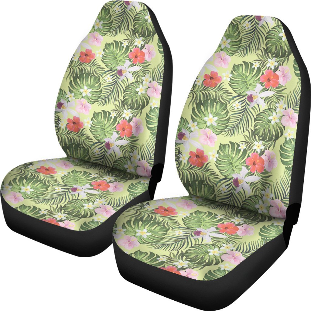 Hawaii Tropical Hibiscus, Plumeria Green Car Seat Cover Universal Fit Green - Polynesian Pride