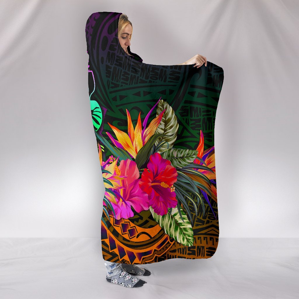 New Caledonia Polynesian Hooded Blanket - Summer Hibiscus - Polynesian Pride