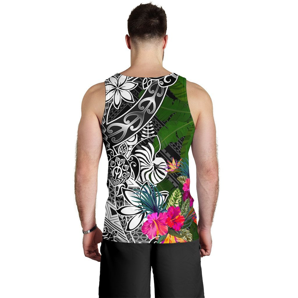 New Caledonia Men Tank Top - Turtle Plumeria Banana Leaf Crest - Polynesian Pride