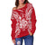 New Caledonia Polynesian Shoulder Sweater Map Red White - Polynesian Pride