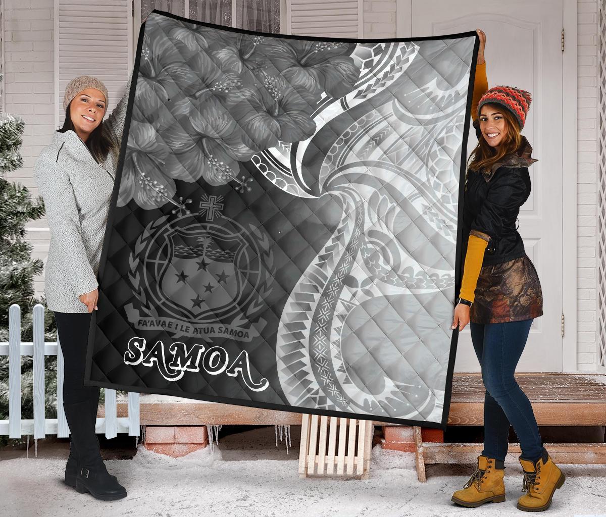 Samoa Premium Quilt - Samoa Seal Wave Style (Black) - Polynesian Pride
