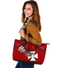 Wallis and Futuna Rugby Large Leather Tote Sporty Vibes - Polynesian Pride