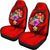 Fiji Polynesian Custom Personalised Car Seat Covers - Floral With Seal Red - Polynesian Pride