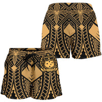 Samoa Polynesian Women's Shorts - Samoa Gold Seal with Polynesian Tattoo - Polynesian Pride
