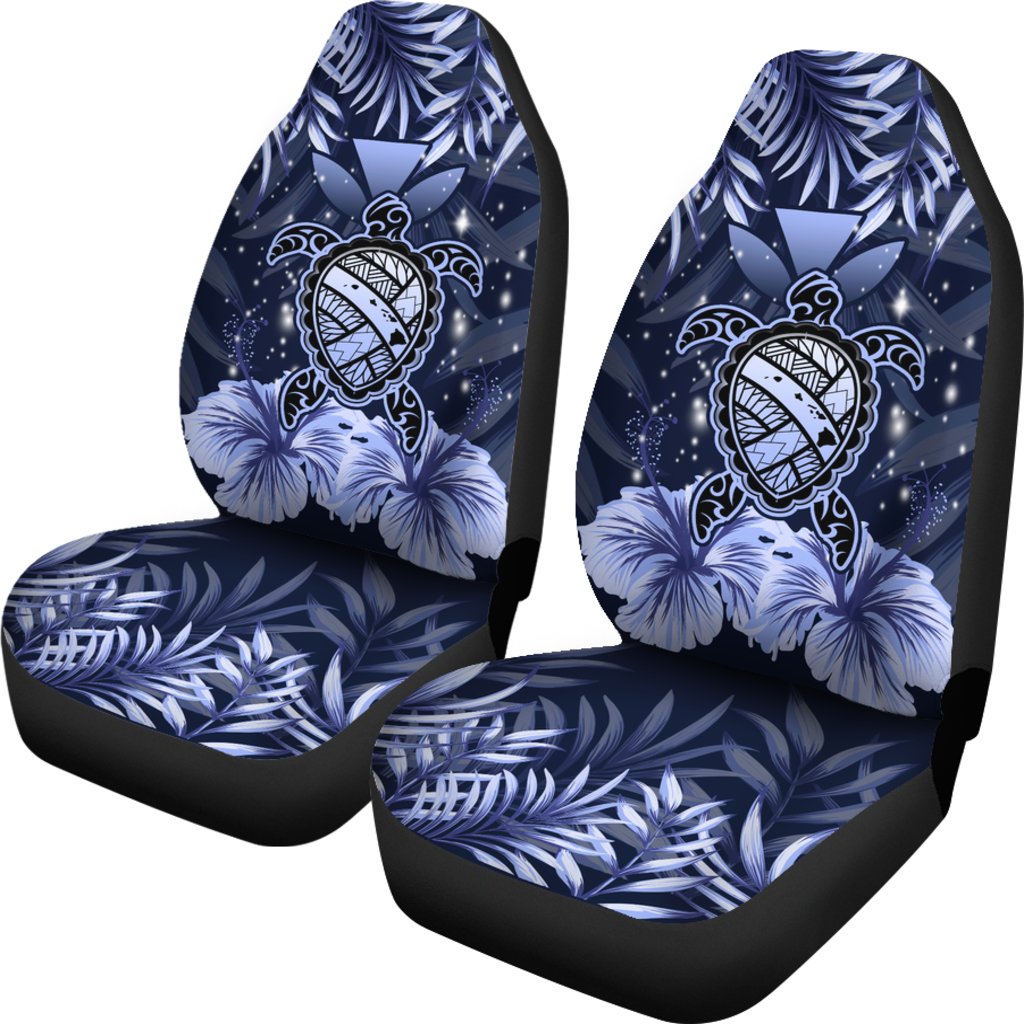 Hawaii Turtle Hibiscus Blue Car Set Cover - Hac Style - AH Universal Fit Blue - Polynesian Pride