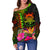 Tuvalu Polynesian Women's Off Shoulder Sweater - Hibiscus and Banana Leaves - Polynesian Pride