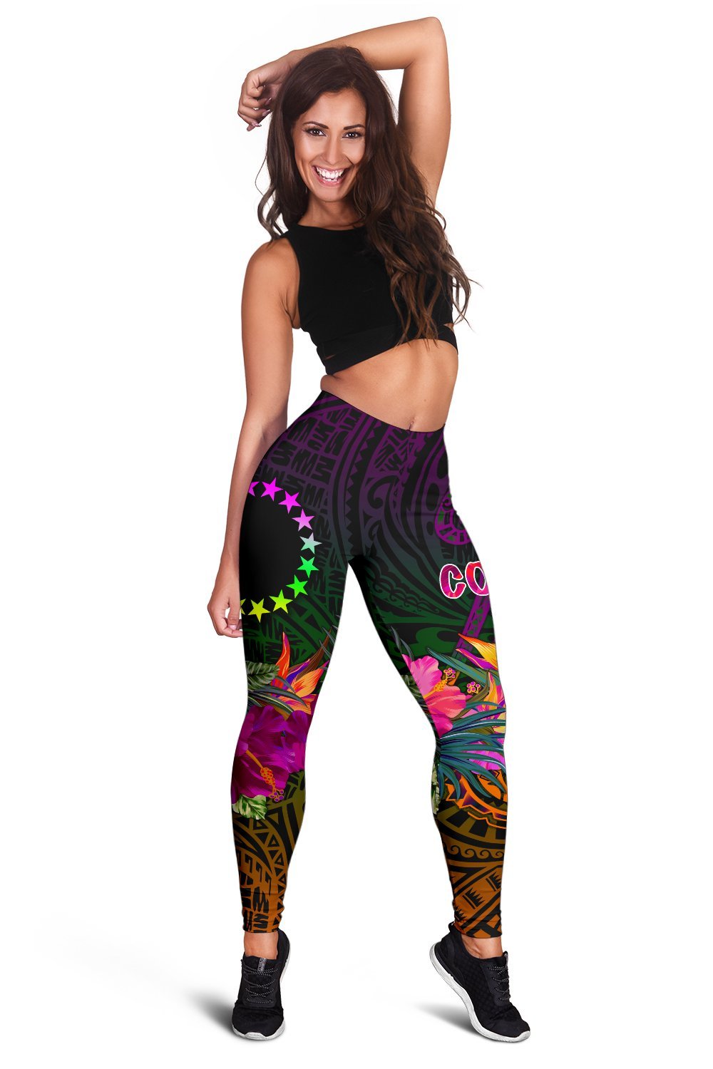 Cook Islands Polynesian Women's Leggings - Summer Hibiscus - Polynesian Pride