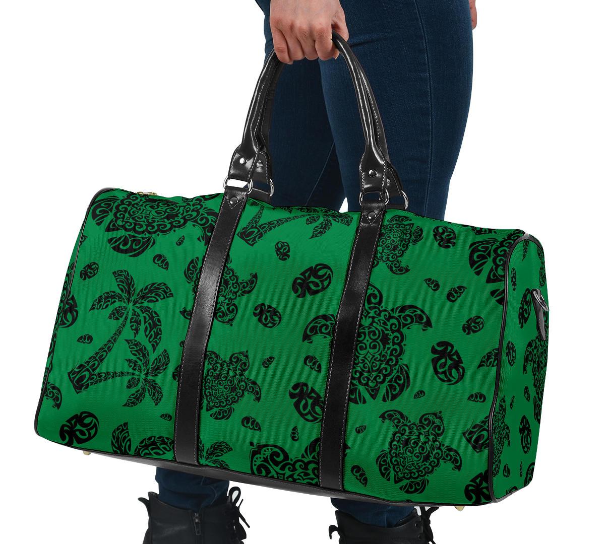 Polynesian Turtle Palm And Sea Pebbles Green Hawaii Travel Bag - Polynesian Pride